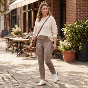 NWT Vince Camuto Womens Fall Forward in Latte Faux Suede Pants Sz XL